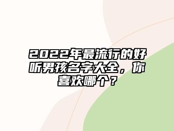 2022年最流行的好听男孩名字大全，你喜欢哪个？