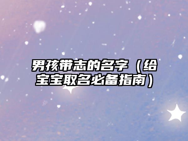 男孩带志的名字（给宝宝取名必备指南）