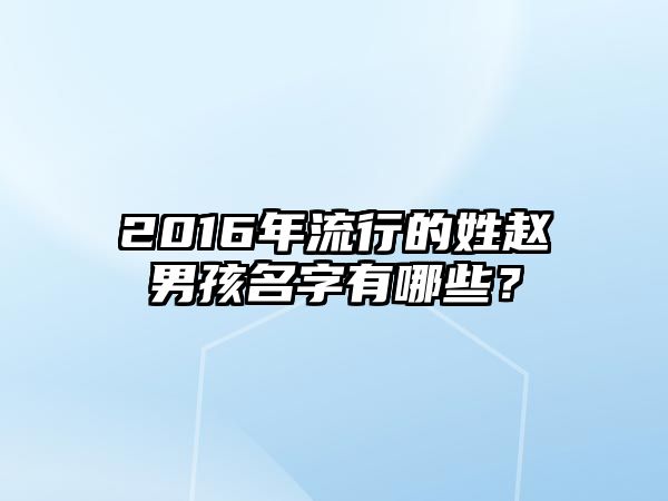 2016年流行的姓赵男孩名字有哪些？