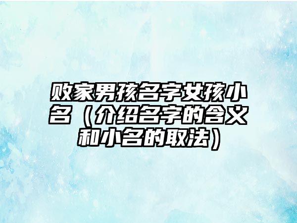 败家男孩名字女孩小名（介绍名字的含义和小名的取法）