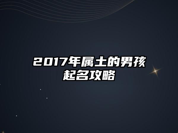 2017年属土的男孩起名攻略