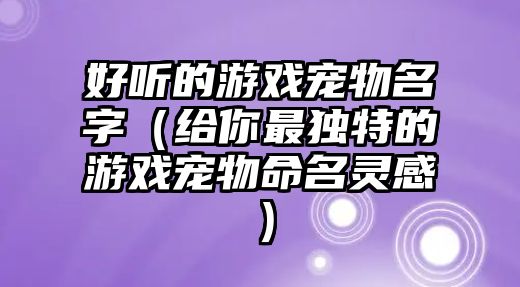 好听的游戏宠物名字（给你最独特的游戏宠物命名灵感）