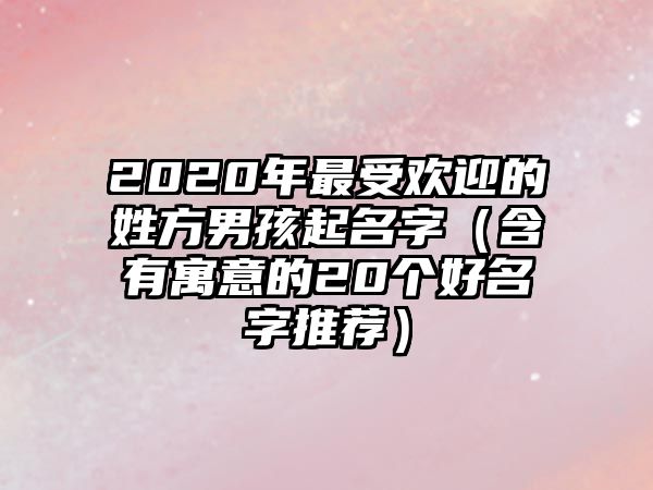 2020年最受欢迎的姓方男孩起名字（含有寓意的20个好名字推荐）