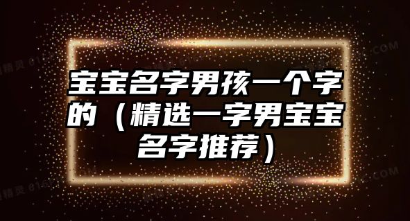 宝宝名字男孩一个字的（精选一字男宝宝名字推荐）