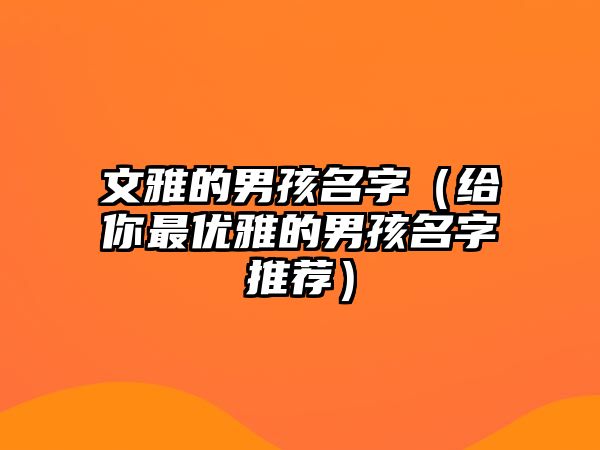 文雅的男孩名字（给你最优雅的男孩名字推荐）