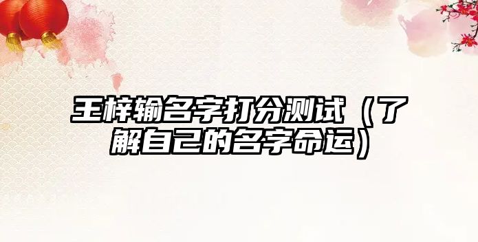 王梓输名字打分测试（了解自己的名字命运）