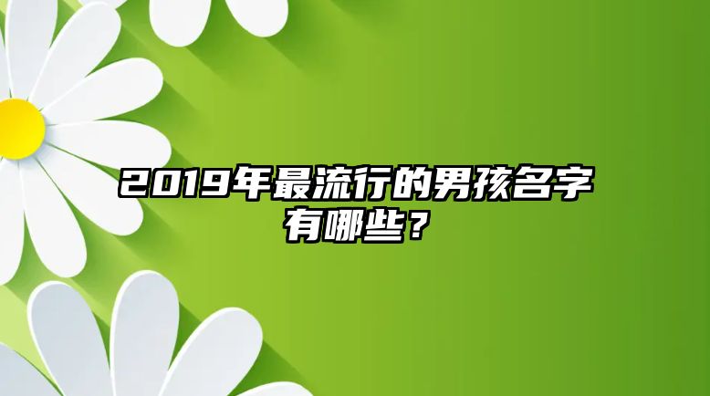 2019年最流行的男孩名字有哪些？