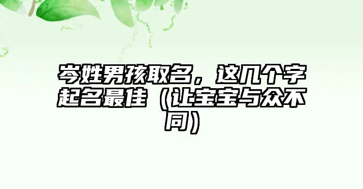 岑姓男孩取名，这几个字起名最佳（让宝宝与众不同）