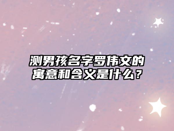 测男孩名字罗伟文的寓意和含义是什么？