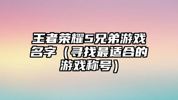 王者荣耀5兄弟游戏名字（寻找最适合的游戏称号）