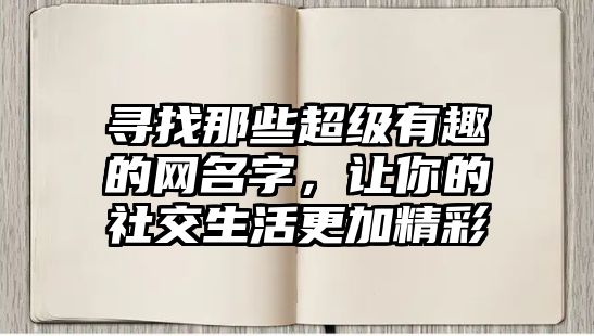 寻找那些超级有趣的网名字，让你的社交生活更加精彩