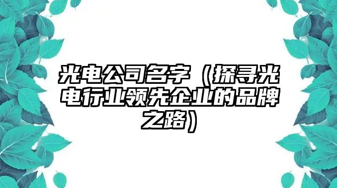 光电公司名字（探寻光电行业领先企业的品牌之路）