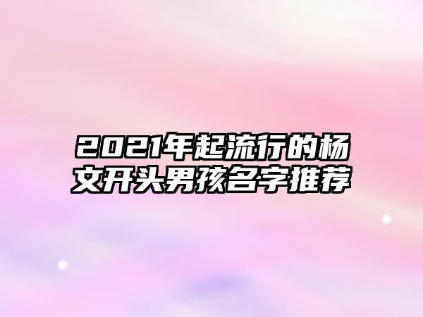 2021年起流行的杨文开头男孩名字推荐