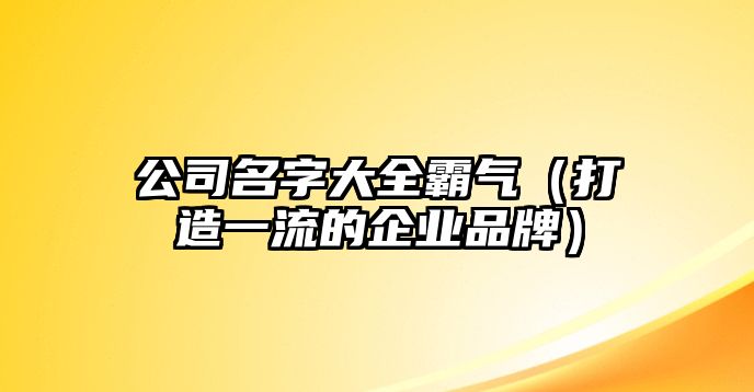 公司名字大全霸气（打造一流的企业品牌）