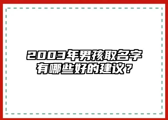 2003年男孩取名字有哪些好的建议？