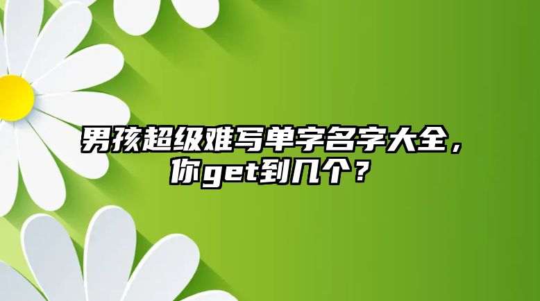 男孩超级难写单字名字大全，你get到几个？