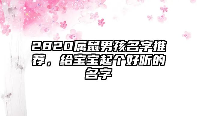 2820属鼠男孩名字推荐，给宝宝起个好听的名字