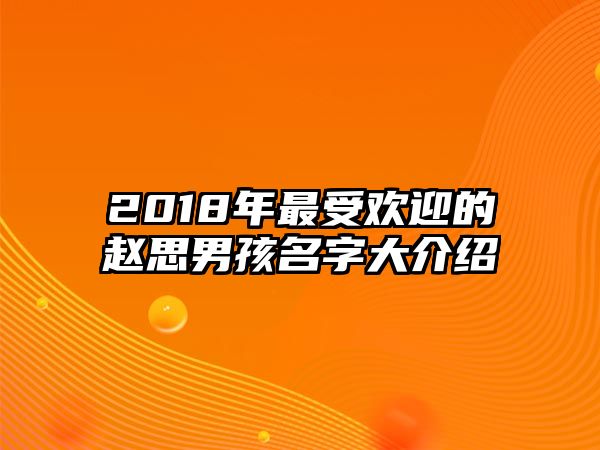 2018年最受欢迎的赵思男孩名字大介绍