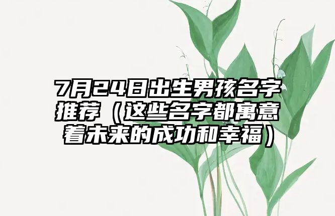 7月24日出生男孩名字推荐（这些名字都寓意着未来的成功和幸福）