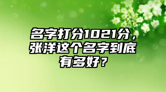 名字打分1021分，张洋这个名字到底有多好？