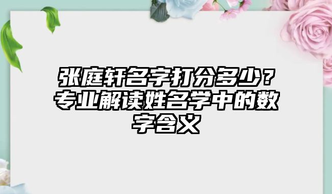 张庭轩名字打分多少？专业解读姓名学中的数字含义