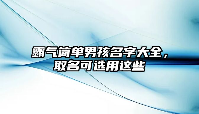 霸气简单男孩名字大全，取名可选用这些