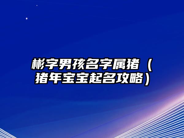 彬字男孩名字属猪（猪年宝宝起名攻略）