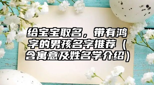 给宝宝取名，带有鸿字的男孩名字推荐（含寓意及姓名学介绍）