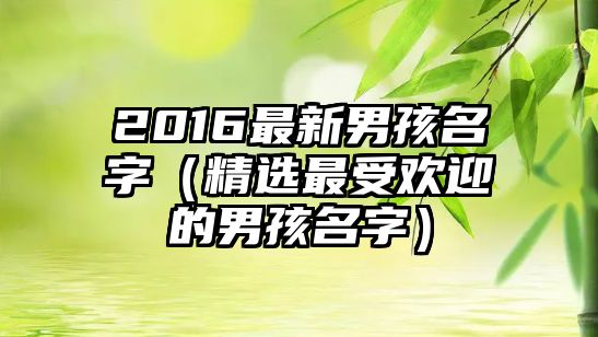 2016最新男孩名字（精选最受欢迎的男孩名字）