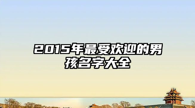 2015年最受欢迎的男孩名字大全