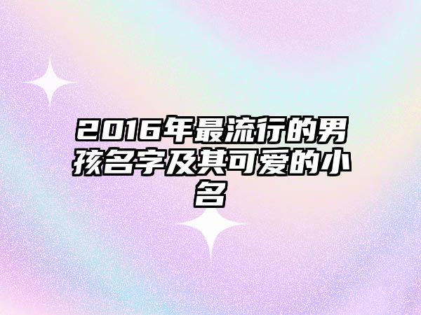 2016年最流行的男孩名字及其可爱的小名