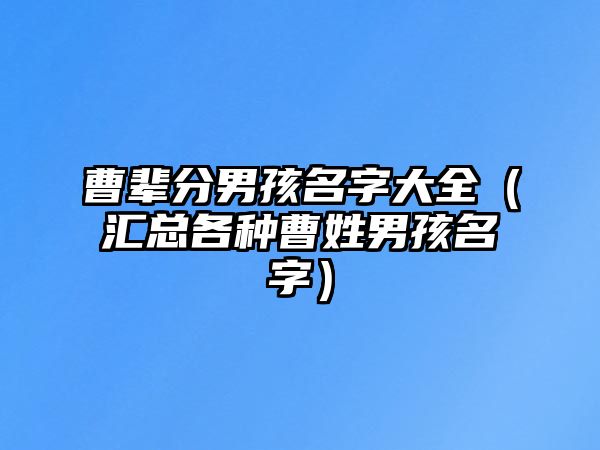 曹辈分男孩名字大全（汇总各种曹姓男孩名字）