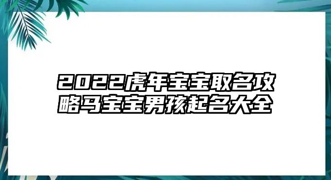 2022虎年宝宝取名攻略马宝宝男孩起名大全