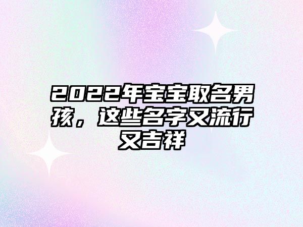 2022年宝宝取名男孩，这些名字又流行又吉祥