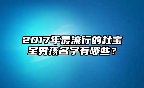 2017年最流行的杜宝宝男孩名字有哪些？