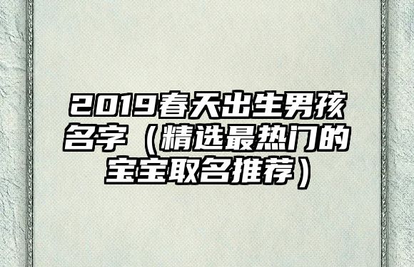 2019春天出生男孩名字（精选最热门的宝宝取名推荐）