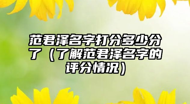 范君泽名字打分多少分了（了解范君泽名字的评分情况）