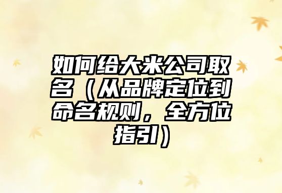 如何给大米公司取名（从品牌定位到命名规则，全方位指引）