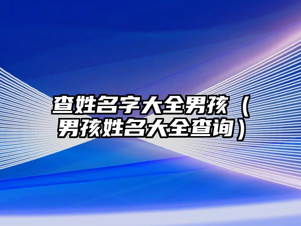 查姓名字大全男孩（男孩姓名大全查询）