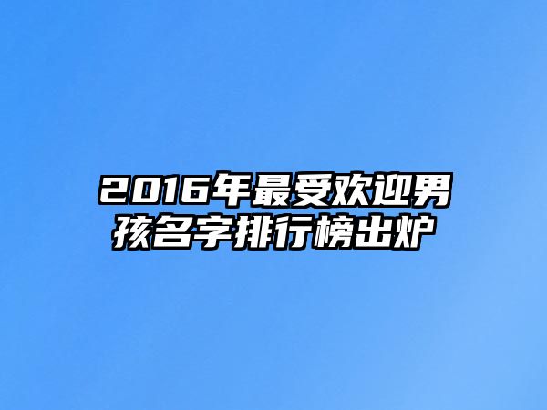 2016年最受欢迎男孩名字排行榜出炉