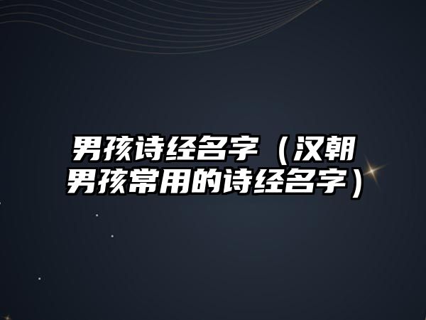 男孩诗经名字（汉朝男孩常用的诗经名字）