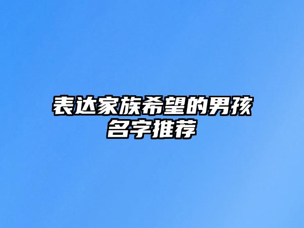 表达家族希望的男孩名字推荐