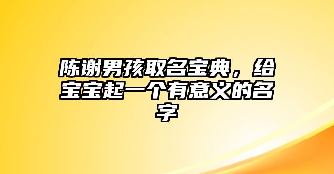 陈谢男孩取名宝典，给宝宝起一个有意义的名字