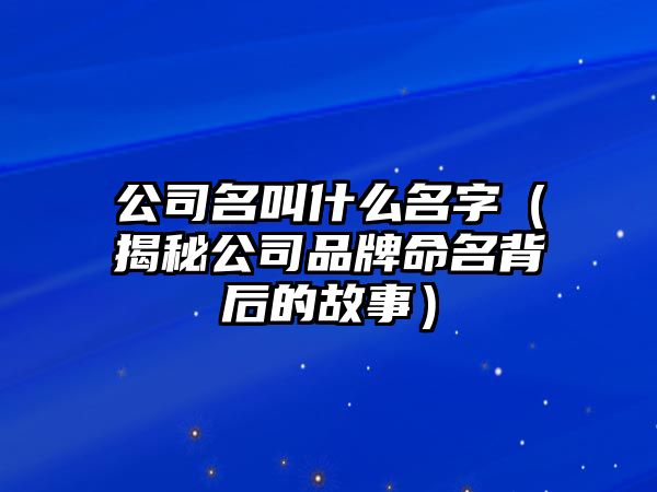 公司名叫什么名字（揭秘公司品牌命名背后的故事）