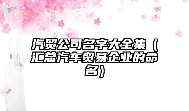 汽贸公司名字大全集（汇总汽车贸易企业的命名）