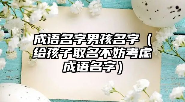 成语名字男孩名字（给孩子取名不妨考虑成语名字）