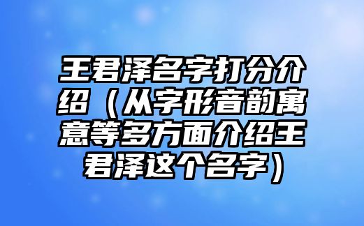 王君泽名字打分介绍（从字形音韵寓意等多方面介绍王君泽这个名字）