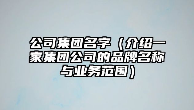 公司集团名字（介绍一家集团公司的品牌名称与业务范围）