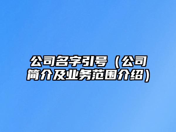 公司名字引号（公司简介及业务范围介绍）