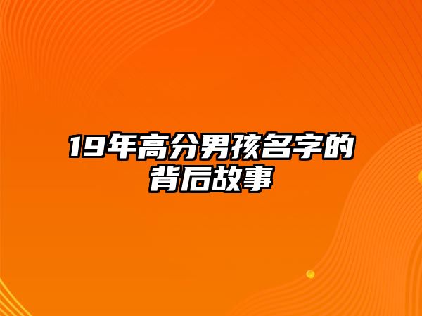 19年高分男孩名字的背后故事